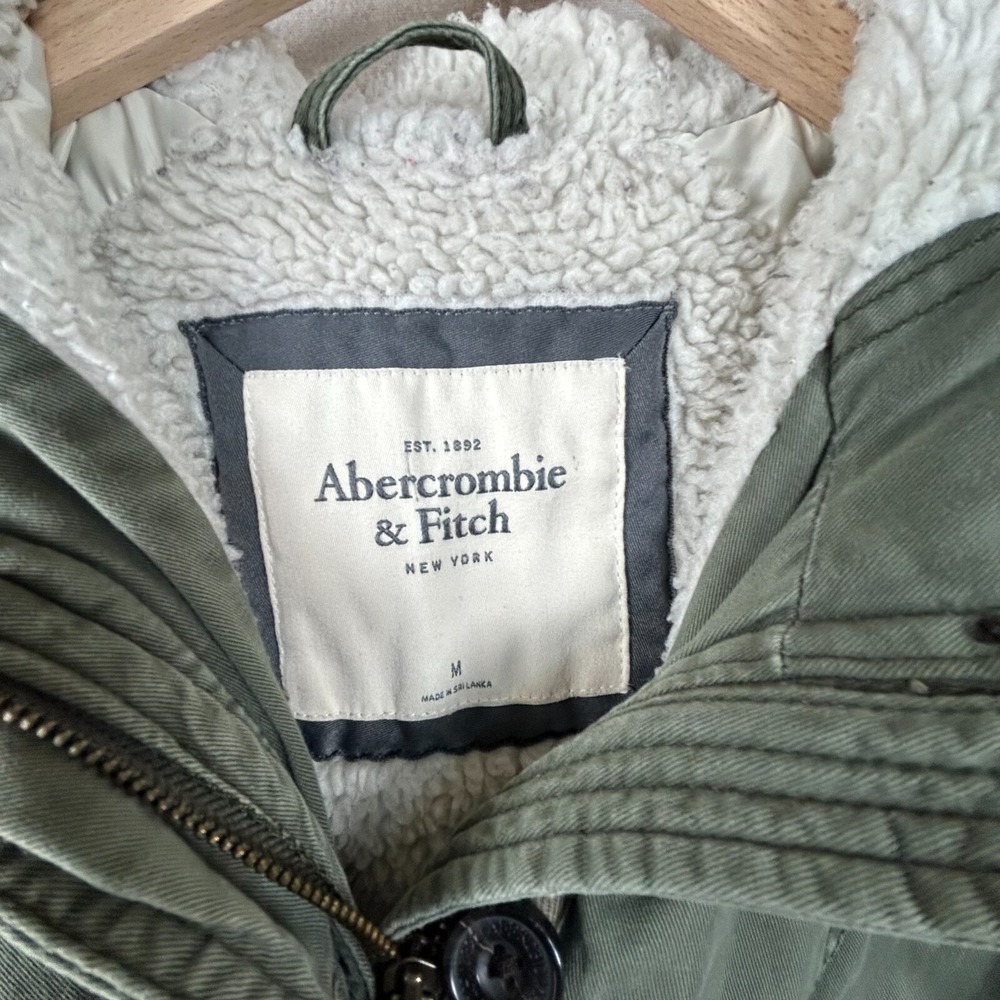 Abercrombie & Fitch Womens Hooded Utility Coat Size M Sherpa Lined Y2K Jacket - Picture 6 of 12